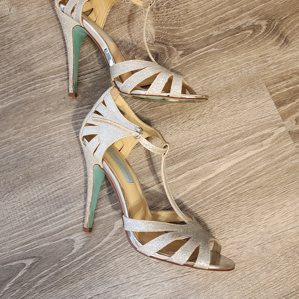 Betsey Johnson Silver and Green Heels